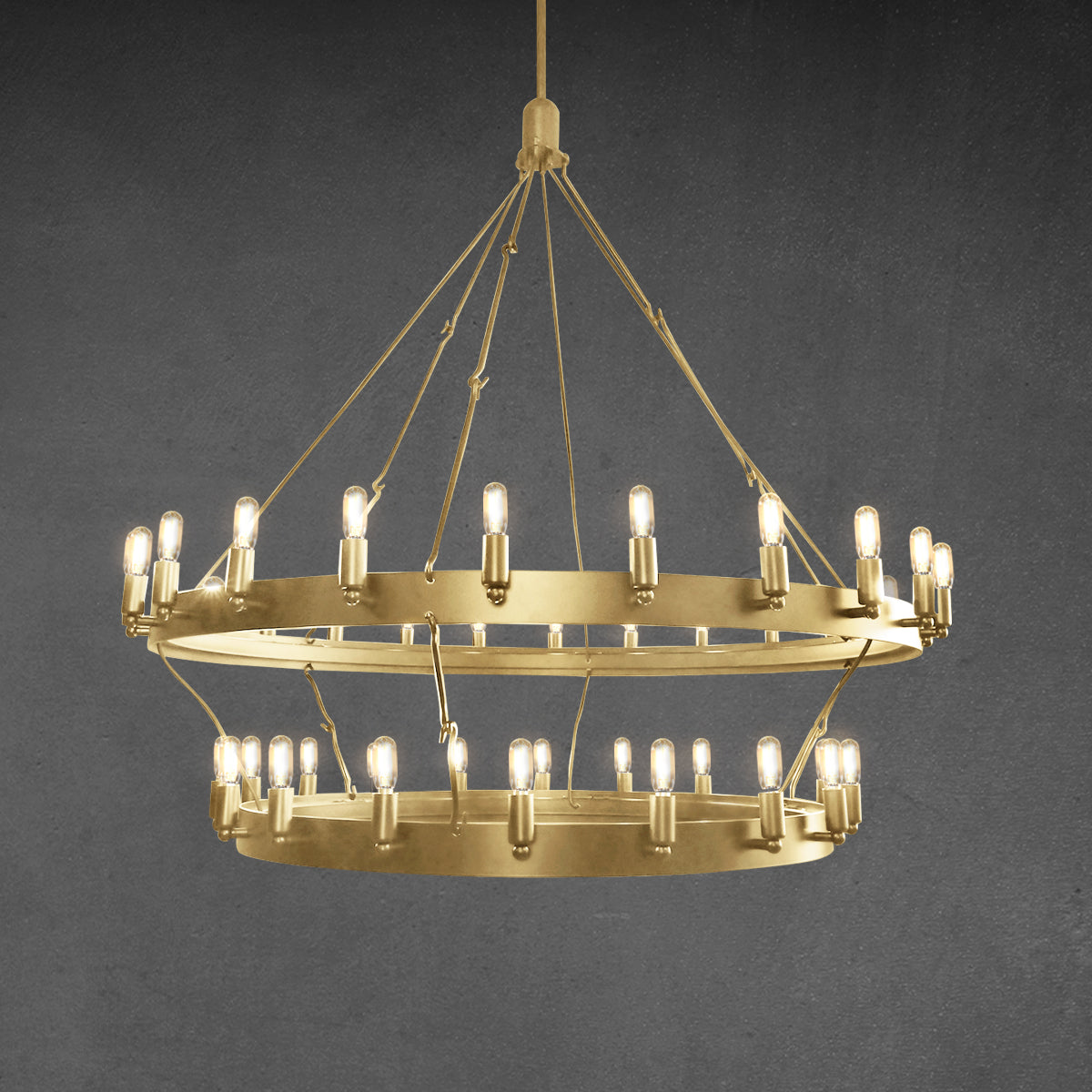 Camin Vintage Filament Two-Tier Chandelier 38"