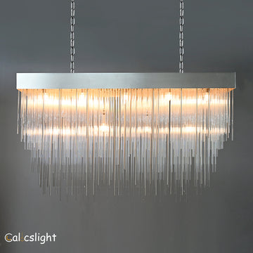 Cascade Glass Rectangular Chandelier 54"