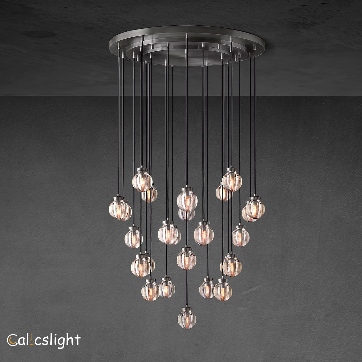 Perle Glass Round Chandelier 38"