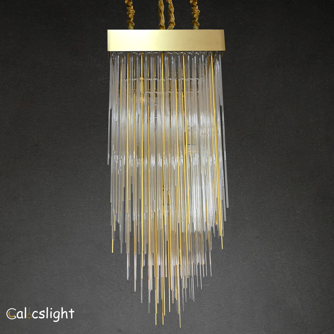 Cascade Glass Rectangular Chandelier 30"