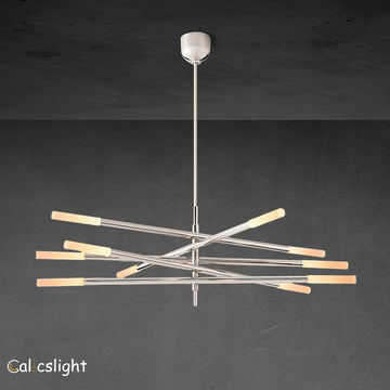 Roussea 10-Light Mobile Etched Rod Chandelier