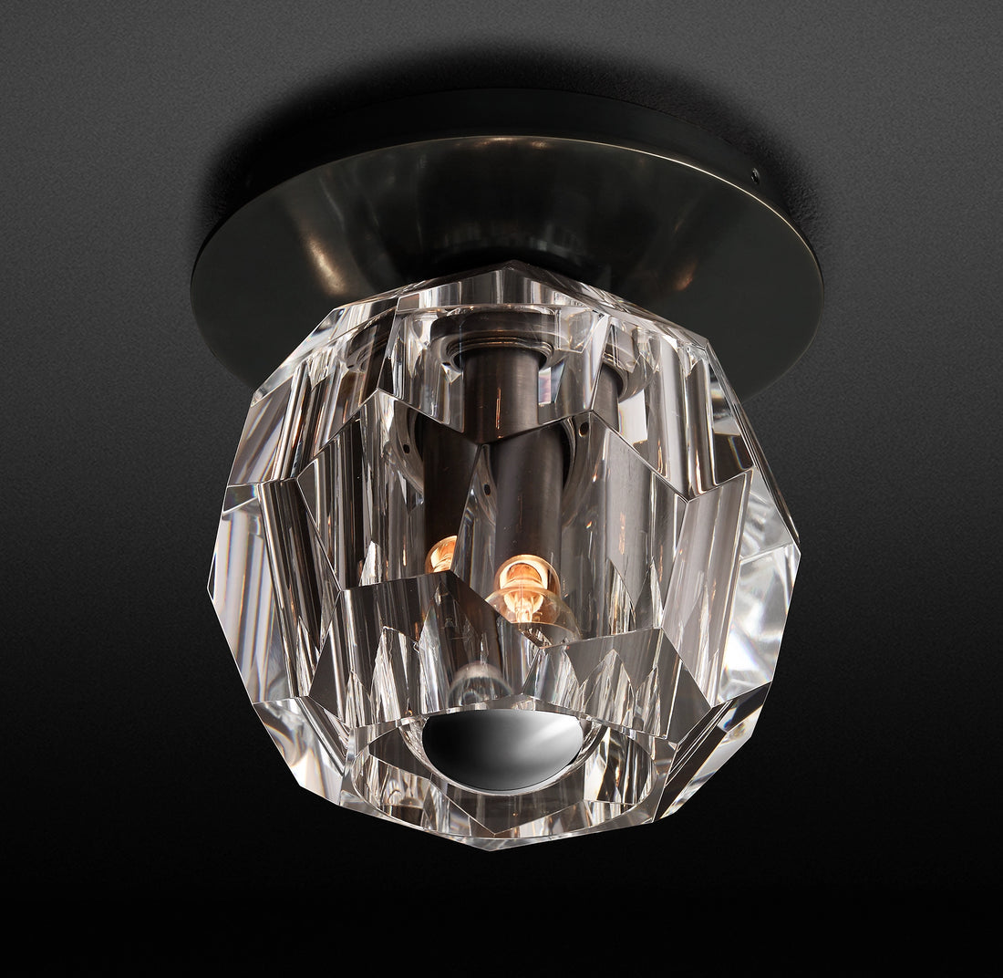 Boule De Clear Crystal Ball Flush Mount