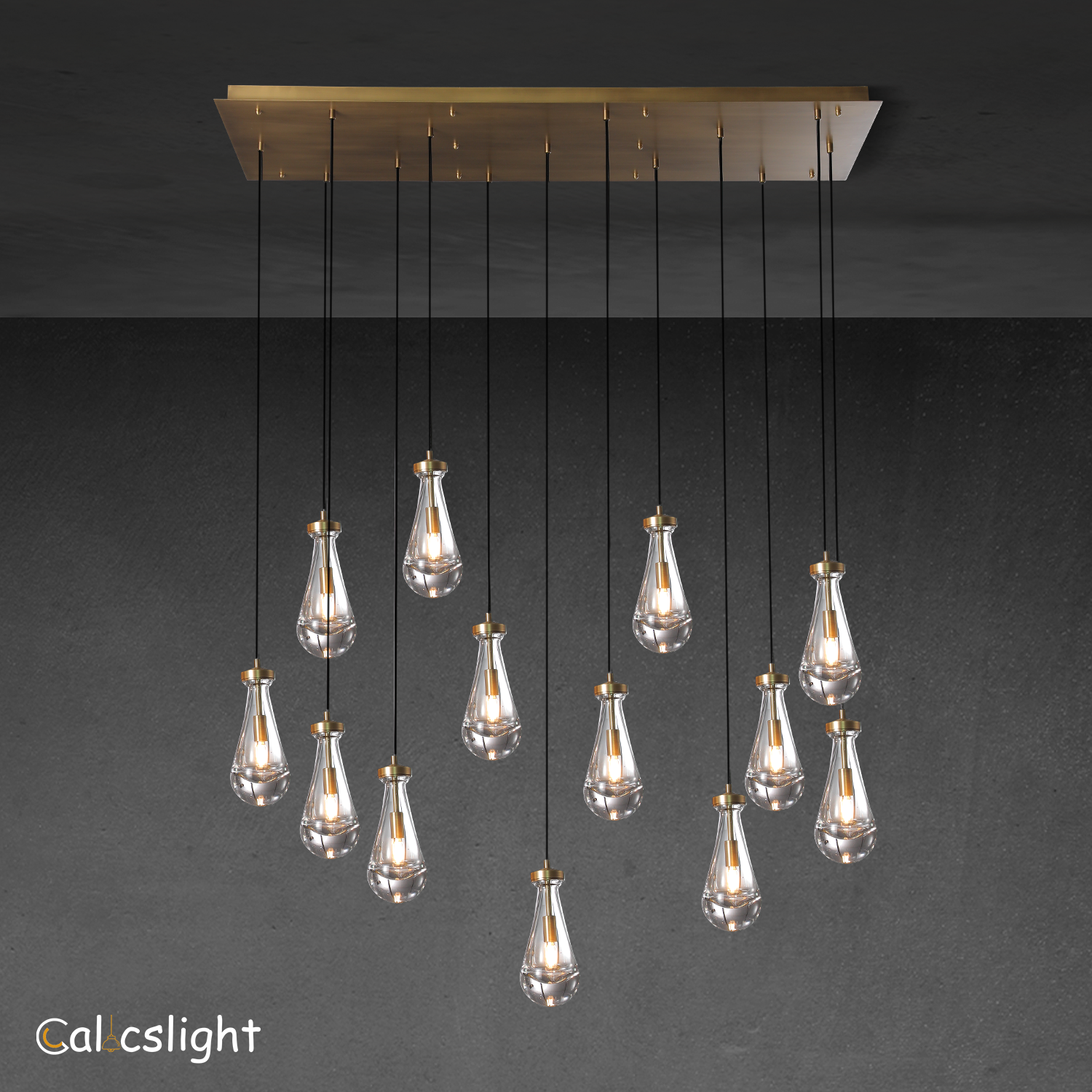 Raindrop Glass Linear Chandelier 54"