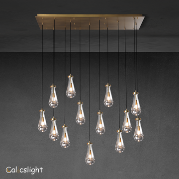 Raindrop Glass Linear Chandelier 54"