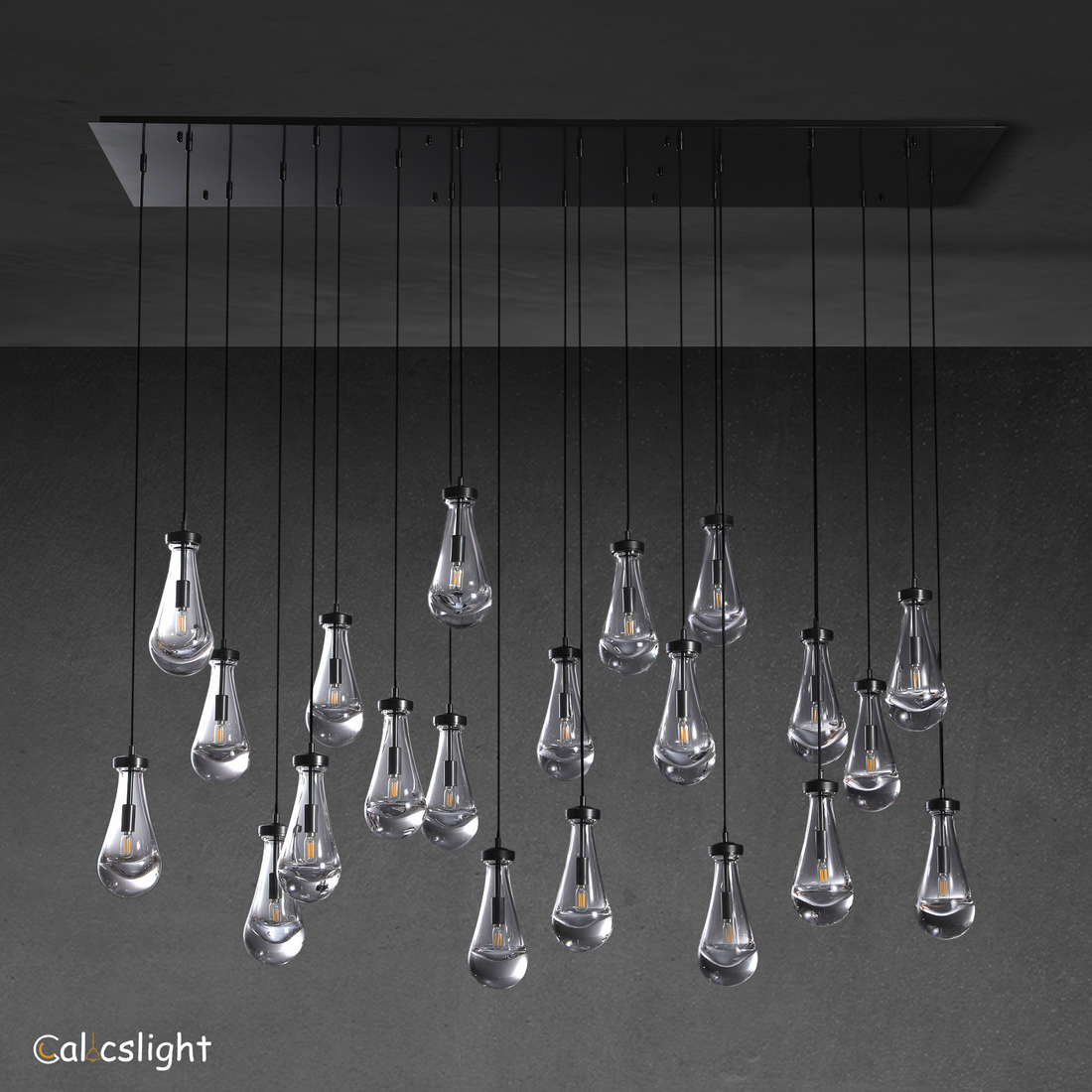 Raindrop Glass Linear Chandelier 72"