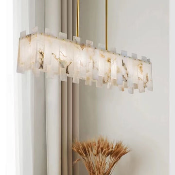 Charlene Marble Brass Linear Chandelier