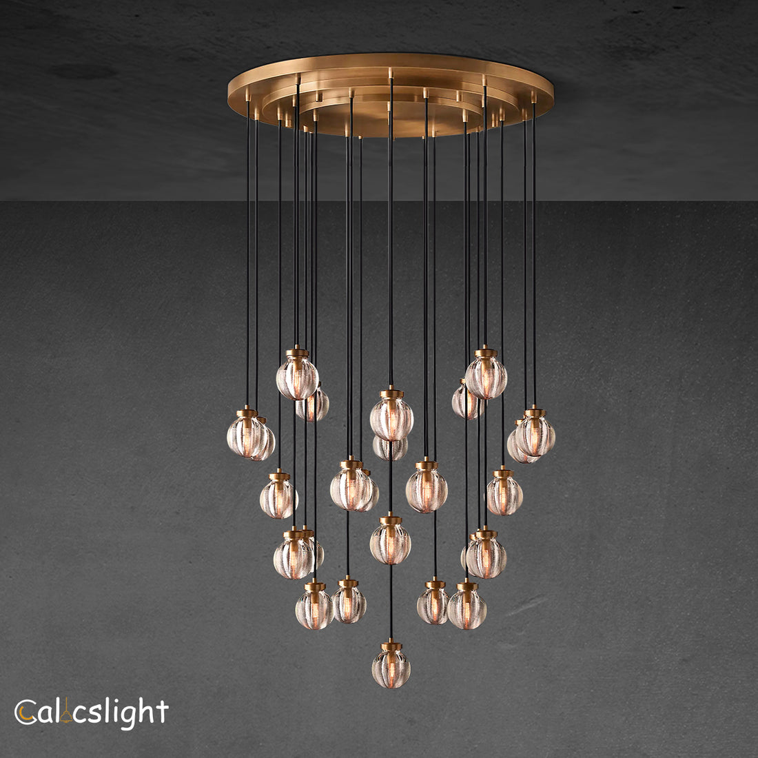 Perle Glass Round Chandelier 38"