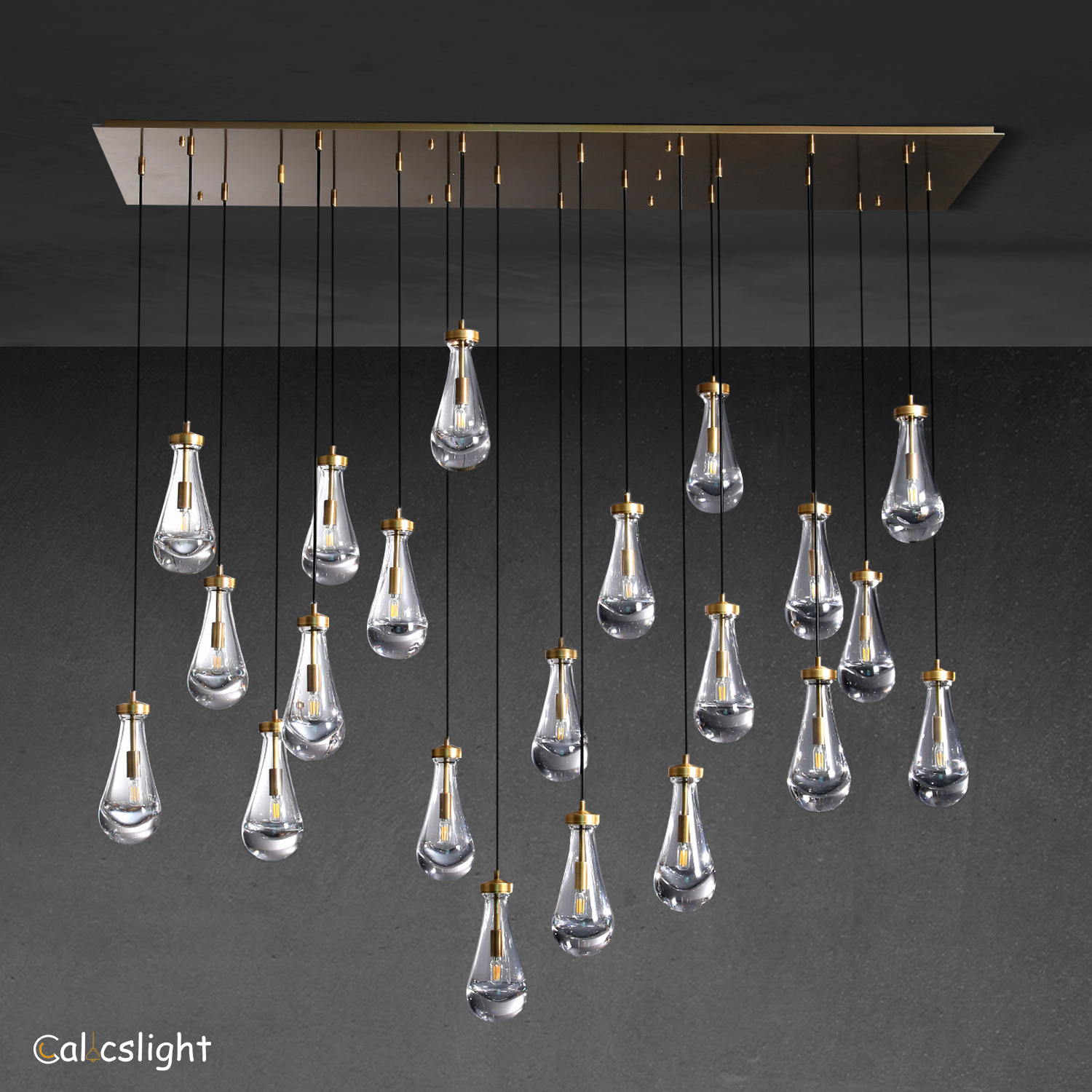 Raindrop Glass Linear Chandelier 72"