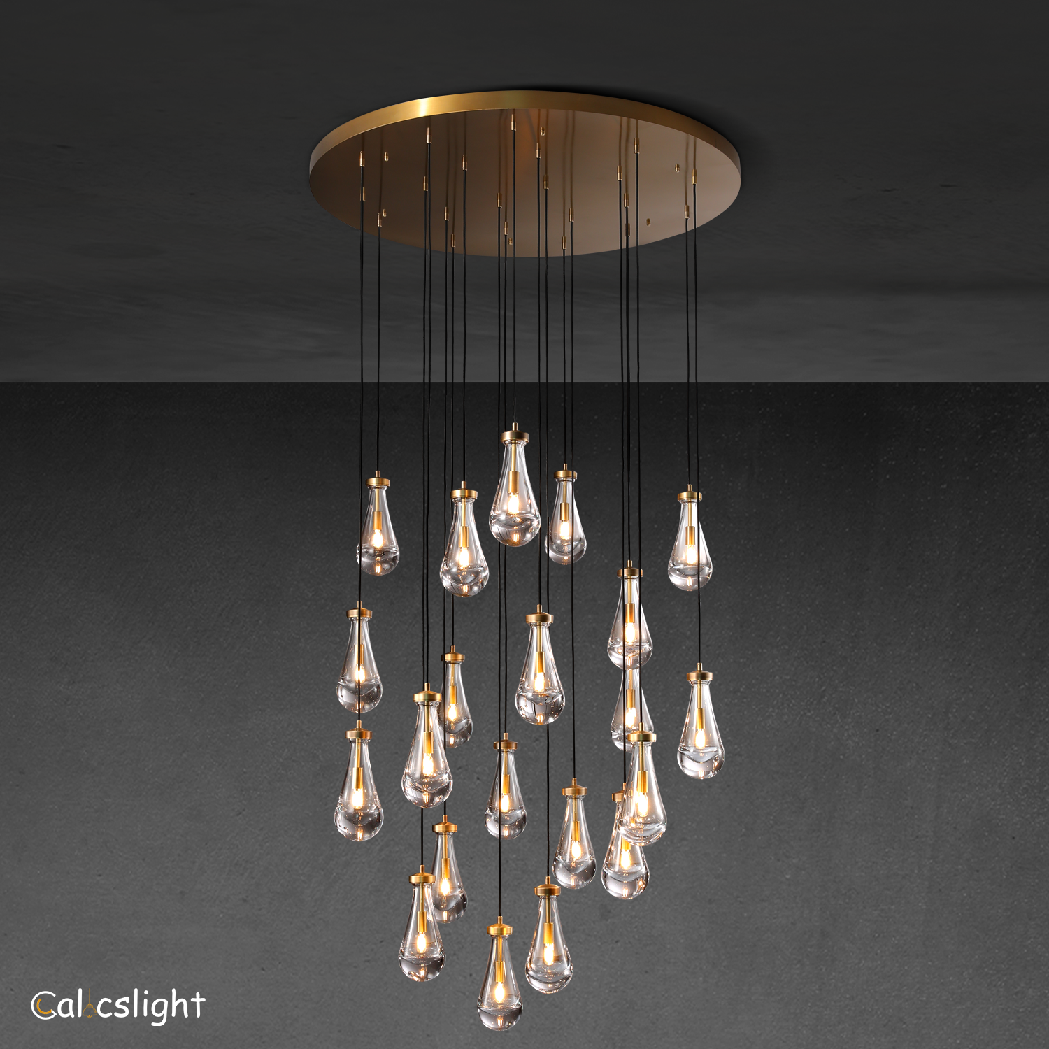 Raindrop Glass Round Chandelier 47"