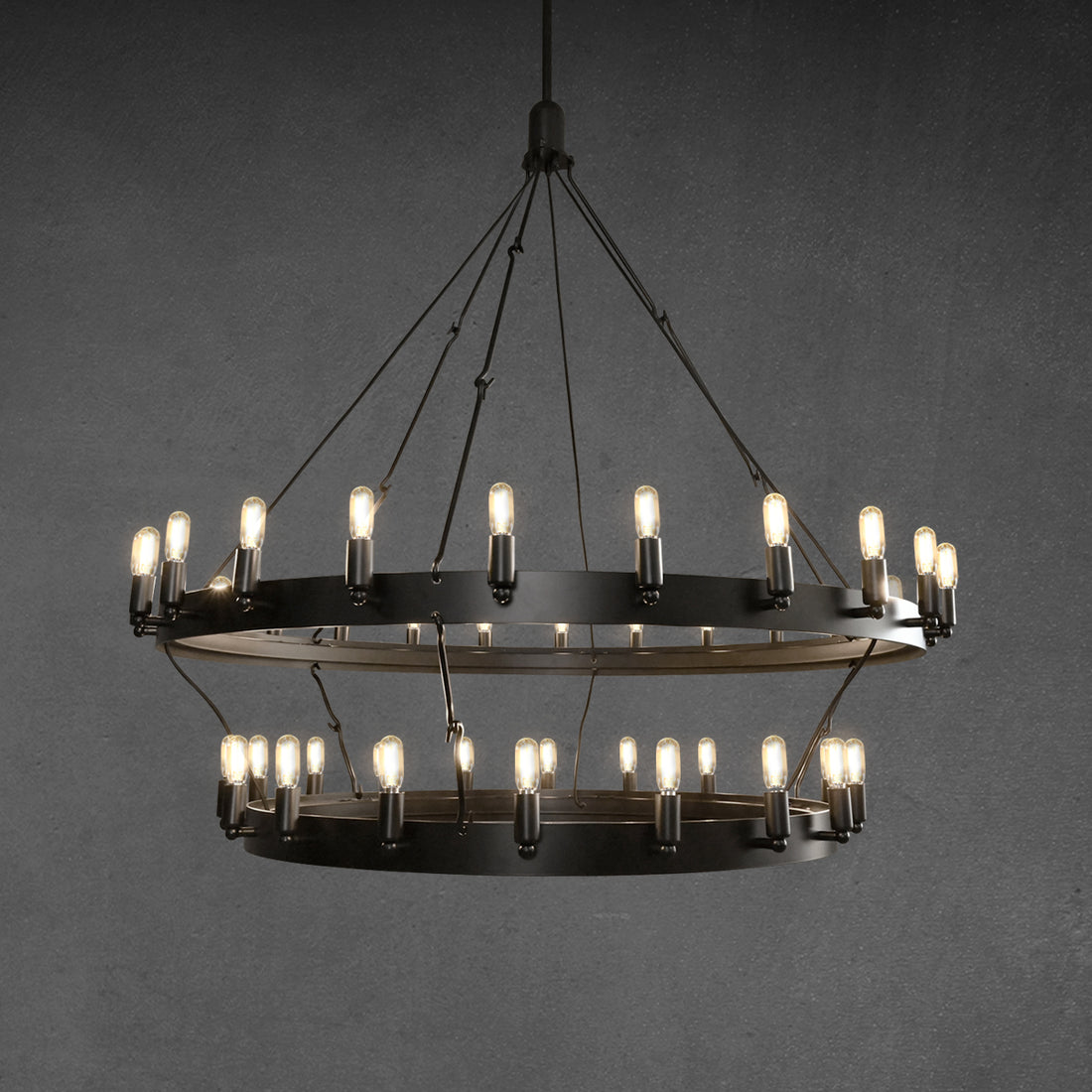 Camin Vintage Filament Two-Tier Chandelier 38"