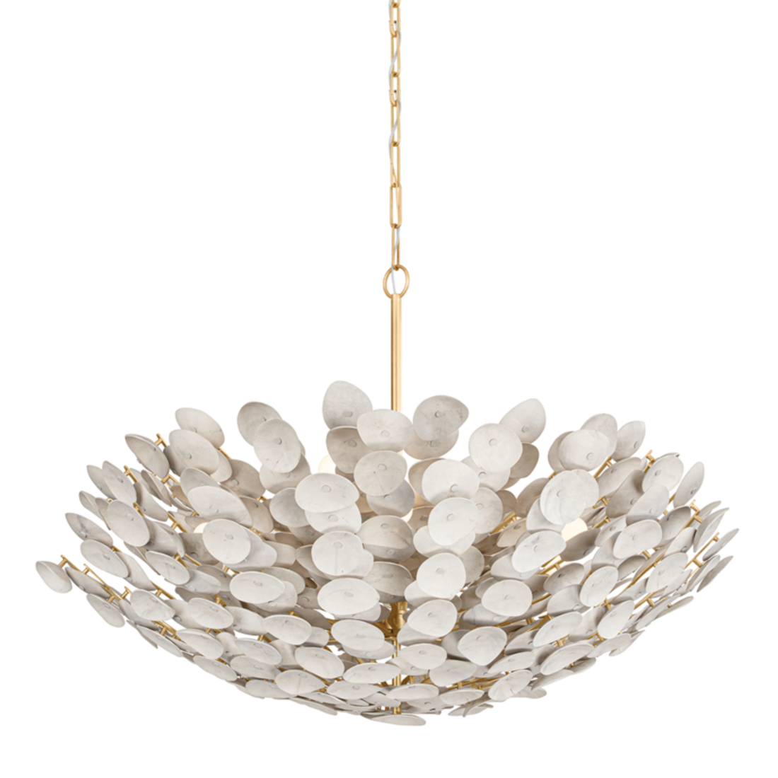 Aimi 12 Vintage Gold Leaf Chandelier Ceiling Light