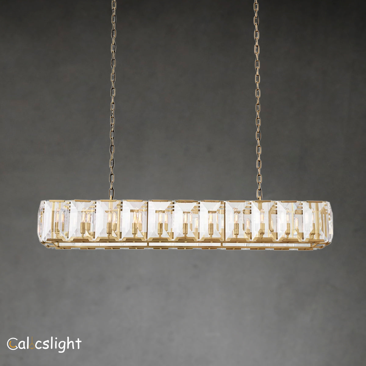 Harlow Multi Crystal Rectangular Chandelier 74"W