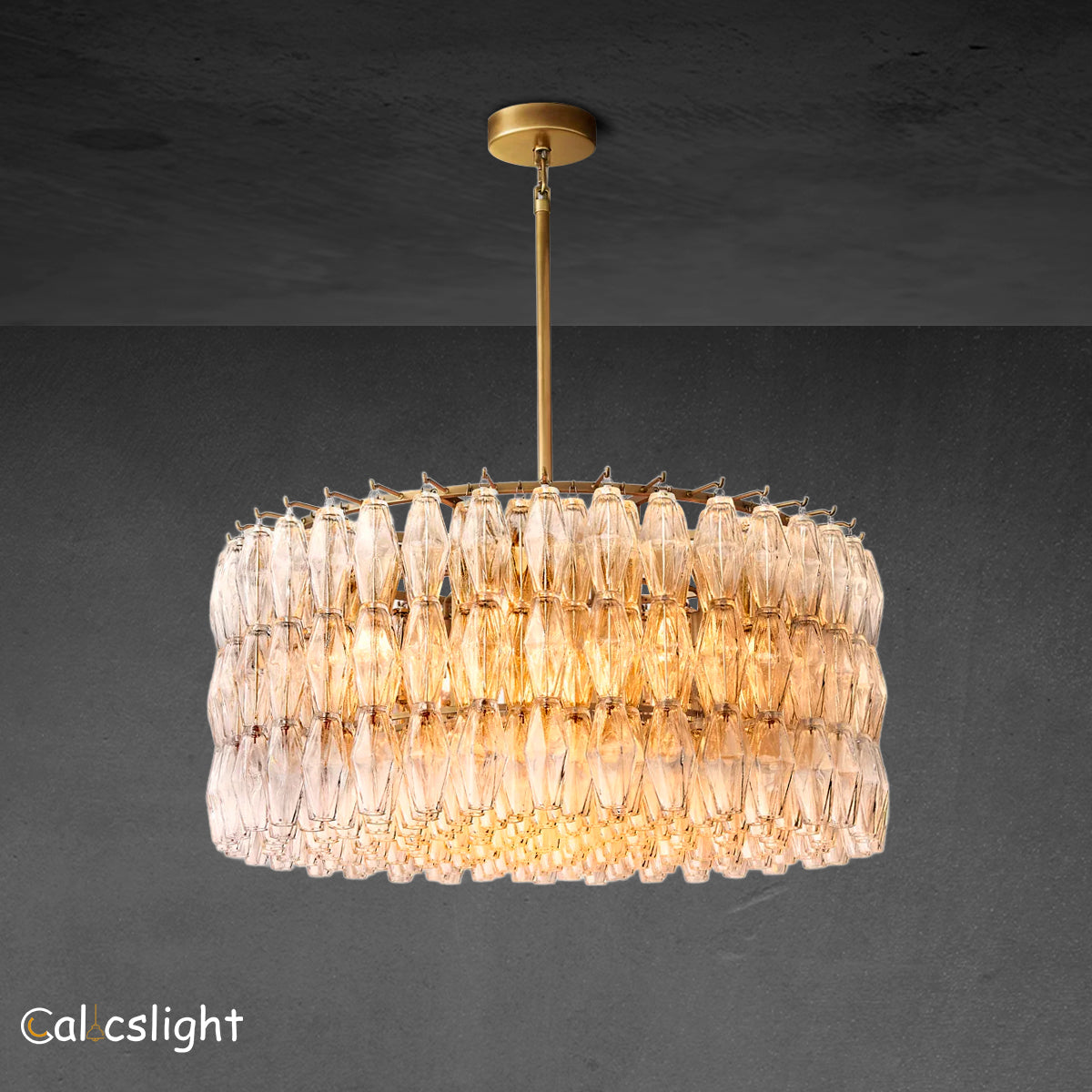 Chara Glass Tiered Round Chandelier D 37"