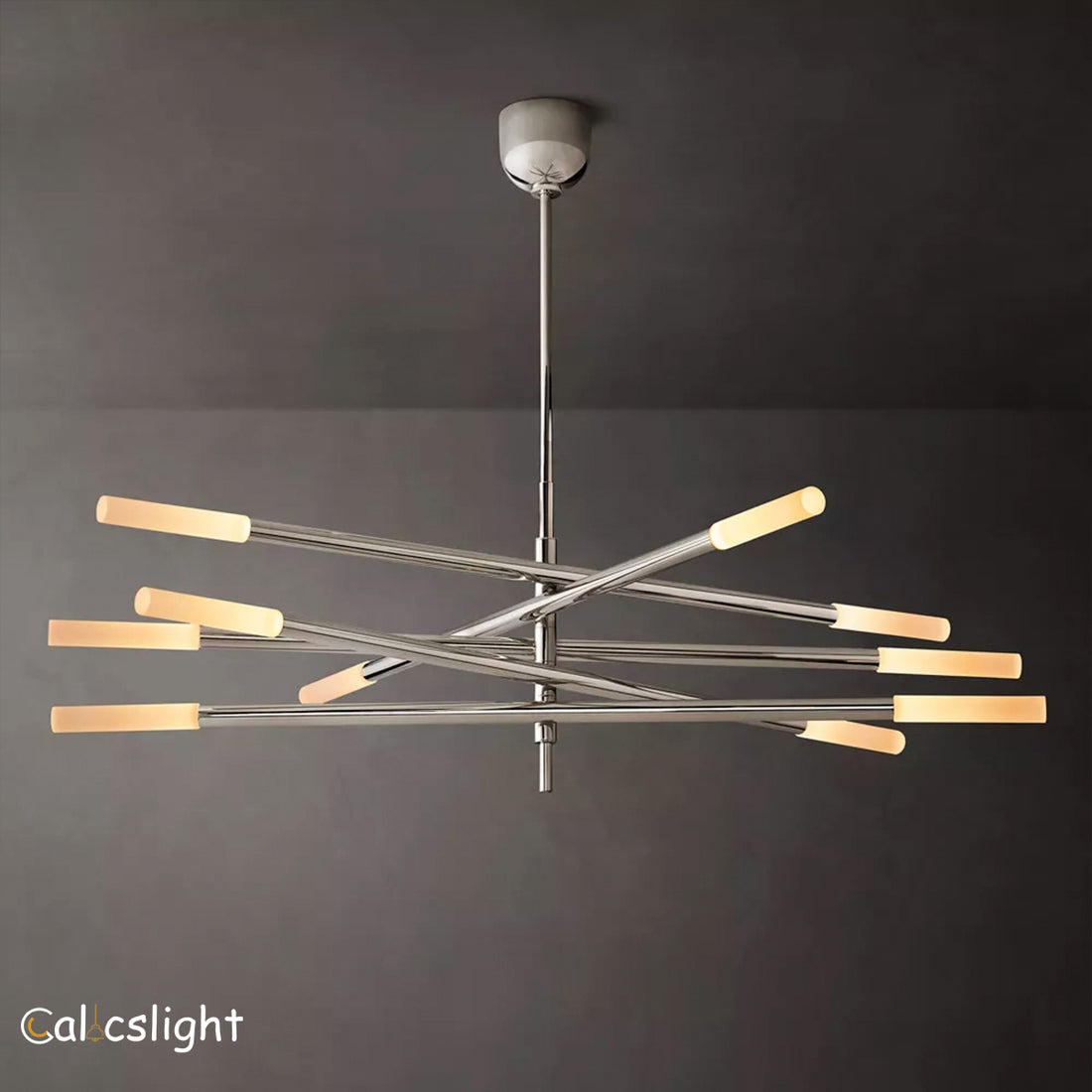 Roussea 10-Light Mobile Etched Rod Chandelier