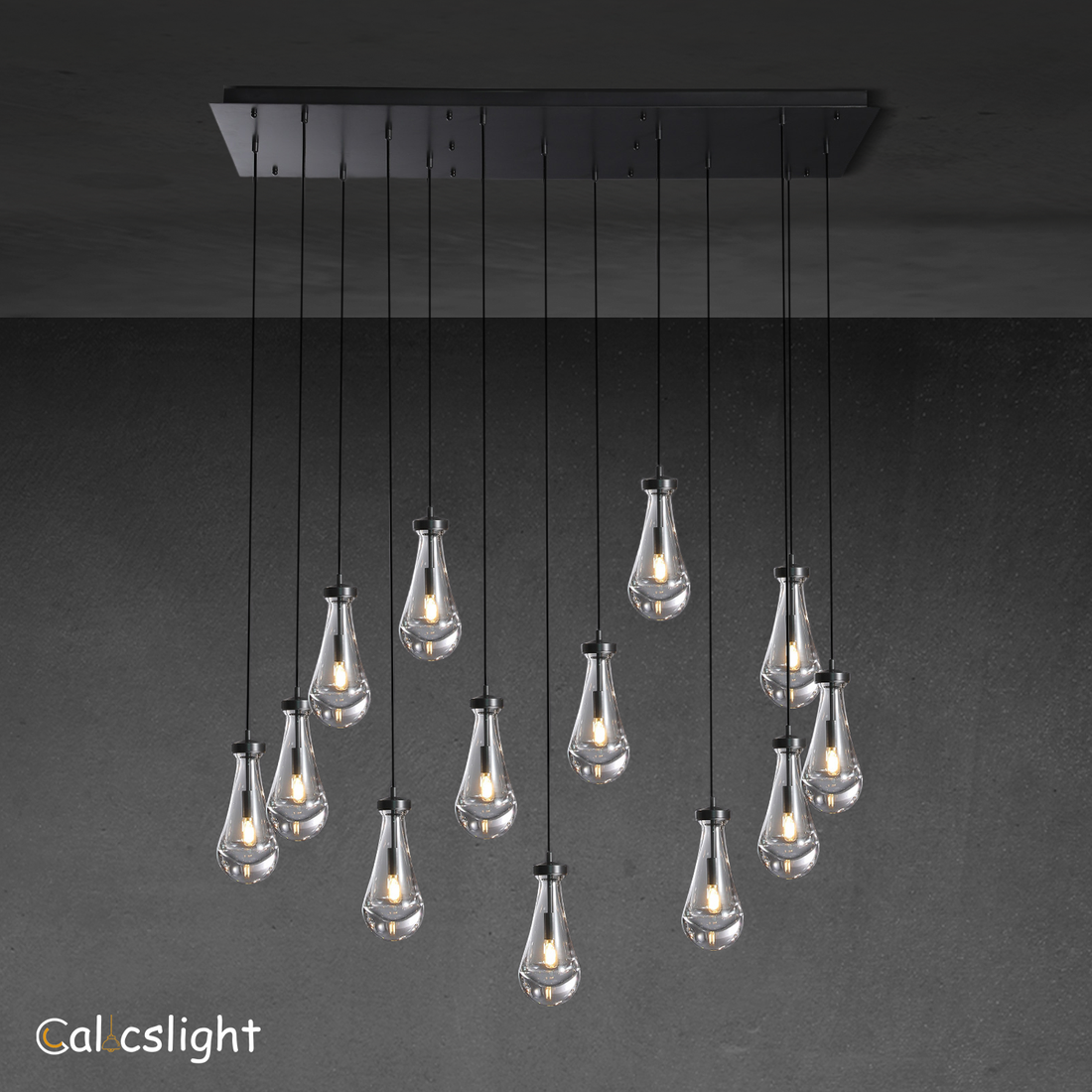 Raindrop Glass Linear Chandelier 54"