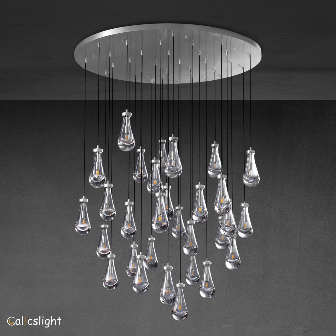 Raindrop Glass Round Chandelier 60"