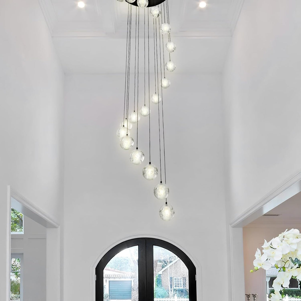 Large LED Pendant Chandeliers with Crystal Bubble Ball - Fast Delivery-1-Luxehomezone