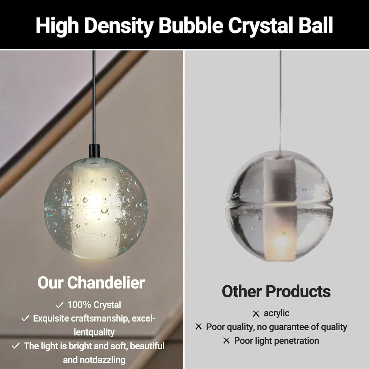 Large LED Pendant Chandeliers with Crystal Bubble Ball - Fast Delivery-1-Luxehomezone