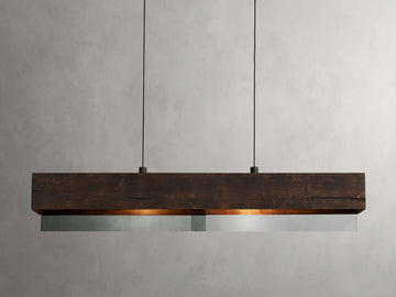 Lena Linear Wood Glass Chandelier 47'' 62" 72"L