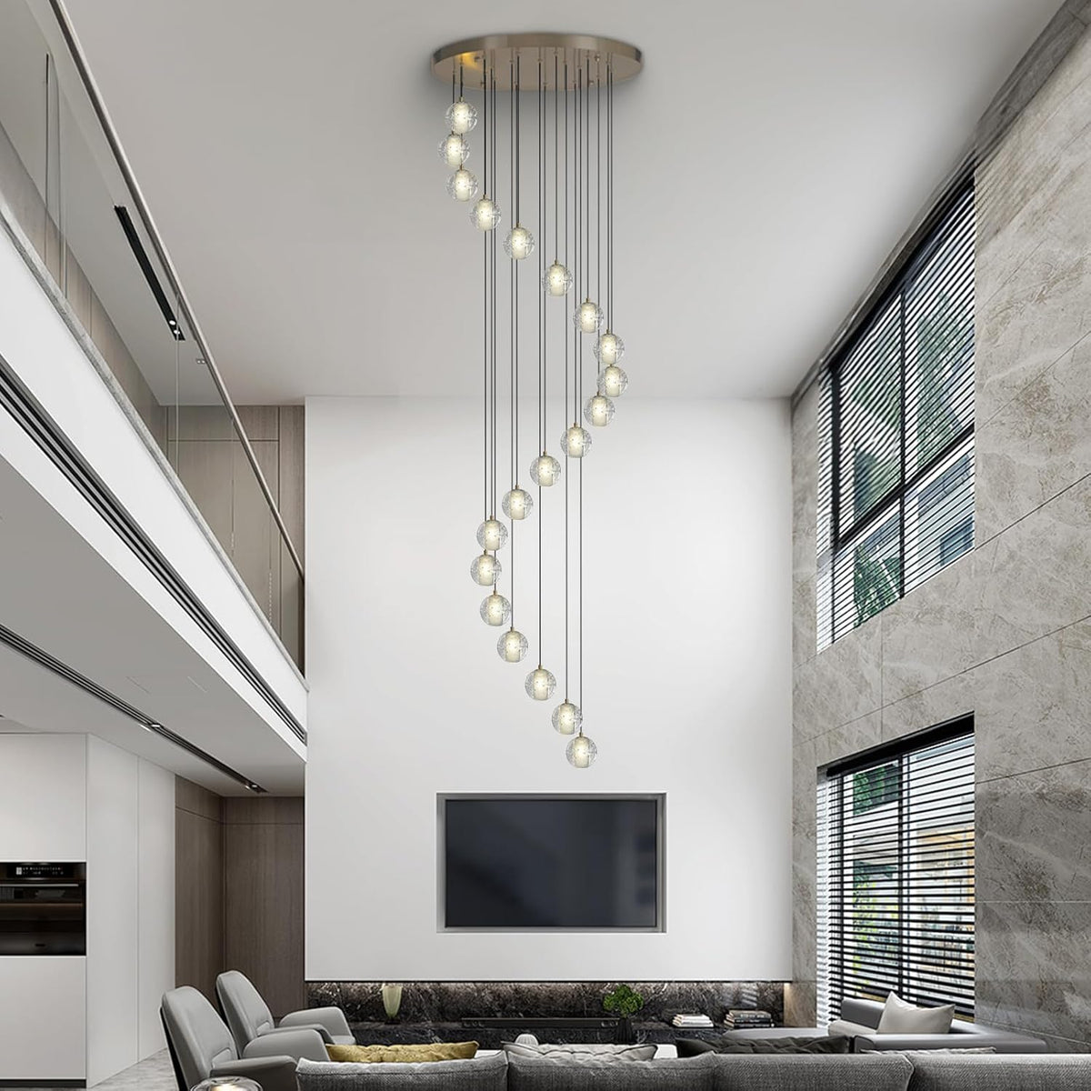 Large LED Pendant Chandeliers with Crystal Bubble Ball - Fast Delivery-1-Luxehomezone