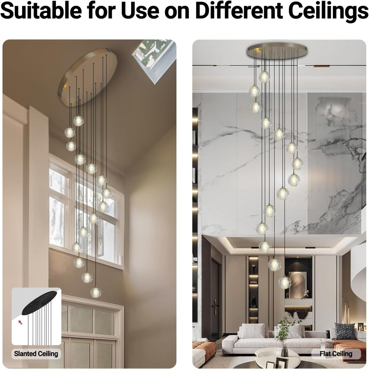 Large LED Pendant Chandeliers with Crystal Bubble Ball - Fast Delivery-1-Luxehomezone