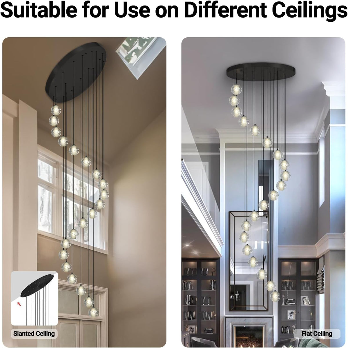 Large LED Pendant Chandeliers with Crystal Bubble Ball - Fast Delivery-1-Luxehomezone