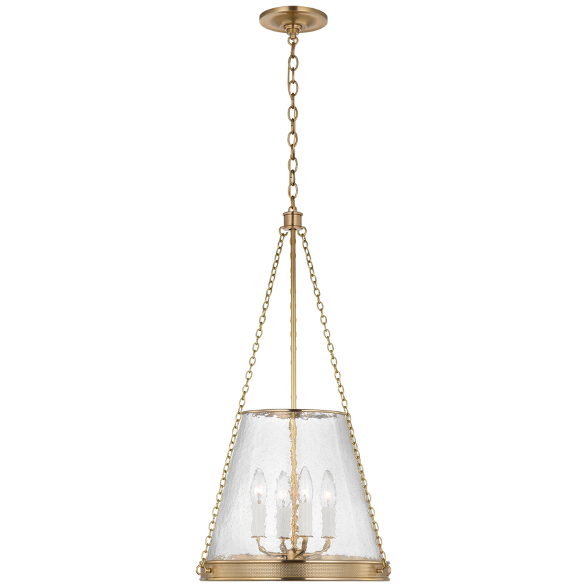 Reese 14" Pendant in Soft Brass with Clear Restoration Glass