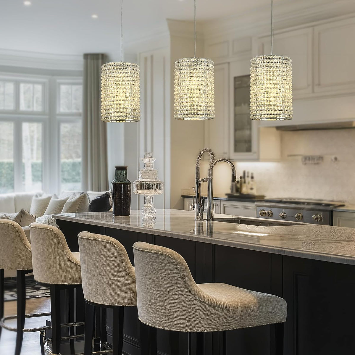 Smoke Grey Crystal Pendant Lights - Fast Delivery-1-Luxehomezone