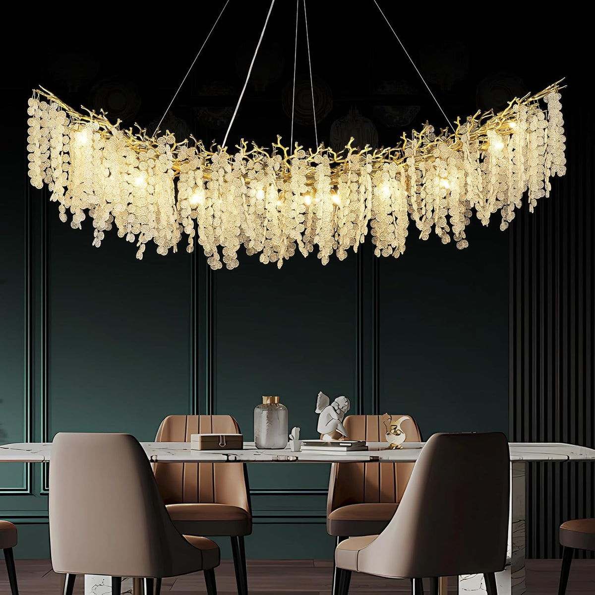 Modern Silver Crystal Glass Tree Branchs Chandelier 55" 72" - Fast Delivery-1-Luxehomezone
