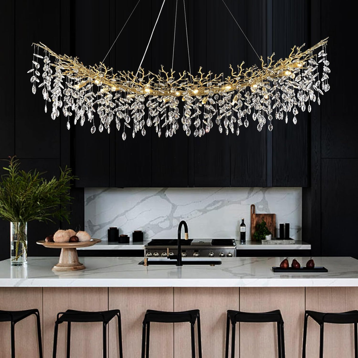 Modern Silver Crystal Glass Tree Branchs Chandelier 55" 72" - Fast Delivery-1-Luxehomezone
