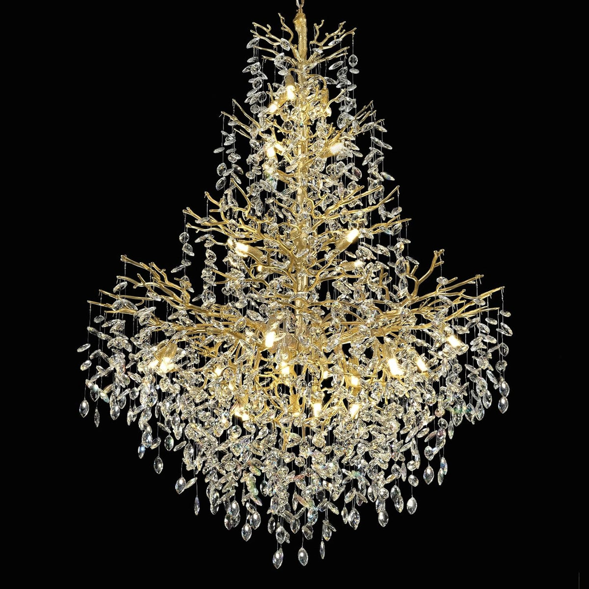 Silver Tree Branch Crystal High Ceilings Chandeliers - Fast Delivery-1-Luxehomezone