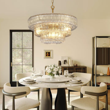 Amor 4-Tiered Round Clear Arc-shaped Glass Chandelier D24