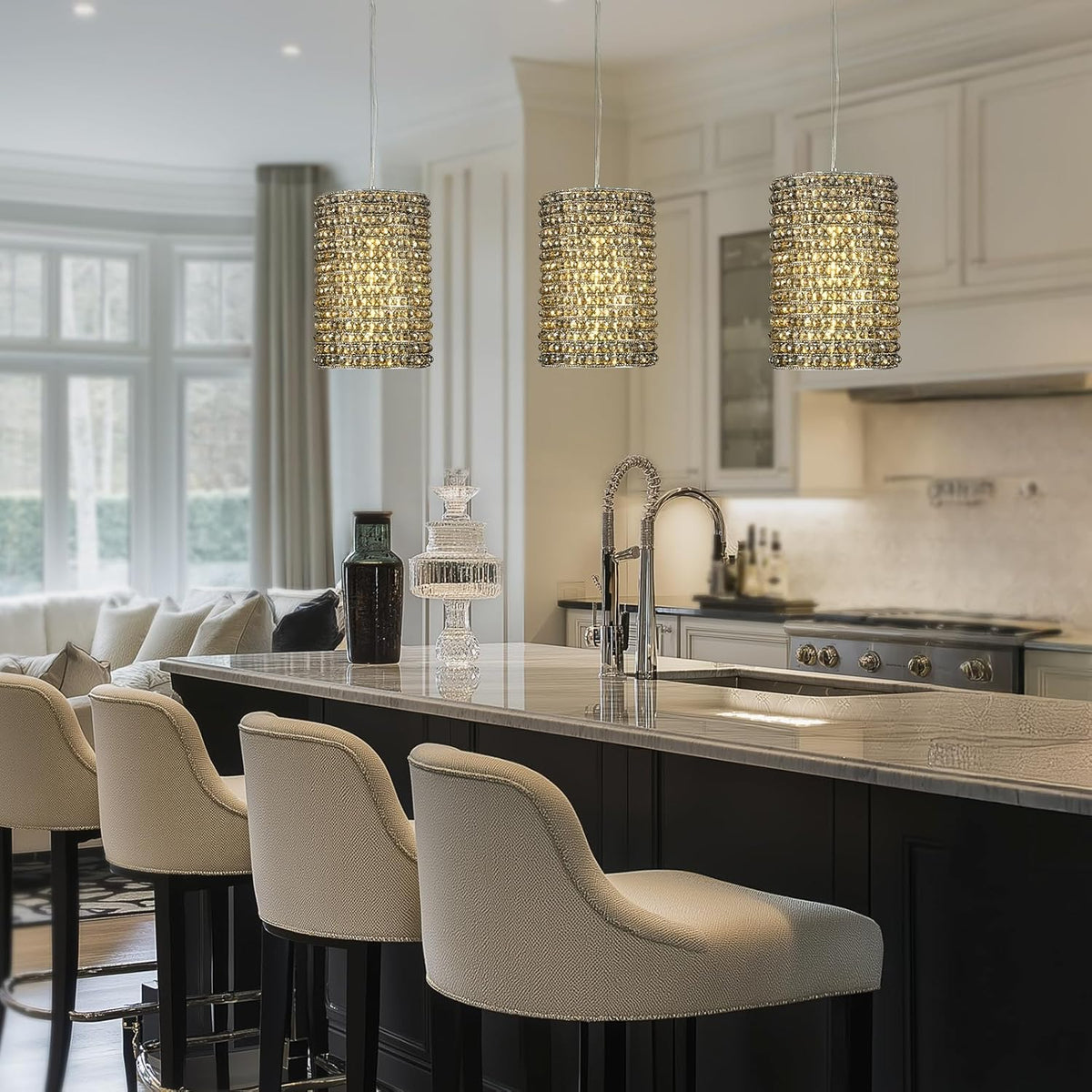 Smoke Grey Crystal Pendant Lights - Fast Delivery-1-Luxehomezone