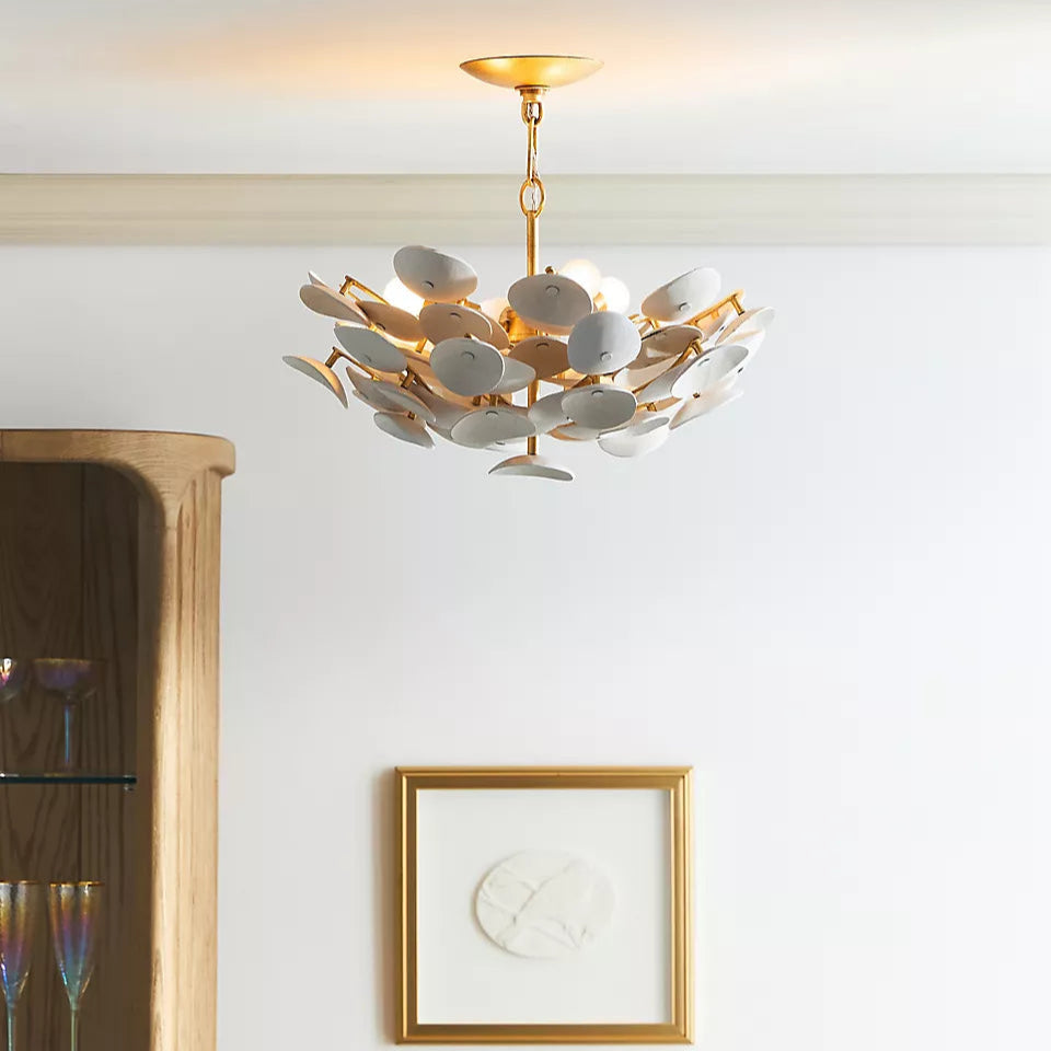 Aimi 3 Light Vintage Gold Leaf Semi Flush Ceiling Light