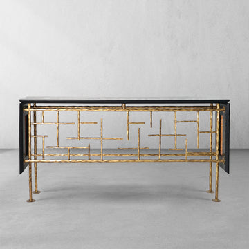 Thaddeus Metal Frame Rattan Console Table
