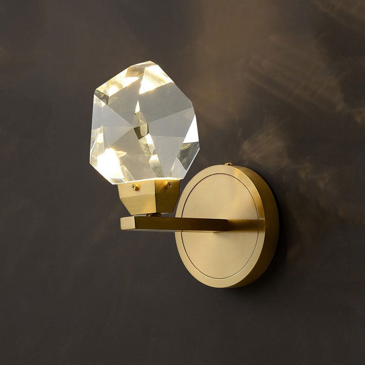 Faceted Crystal Masonry Wall Sconce, Brass