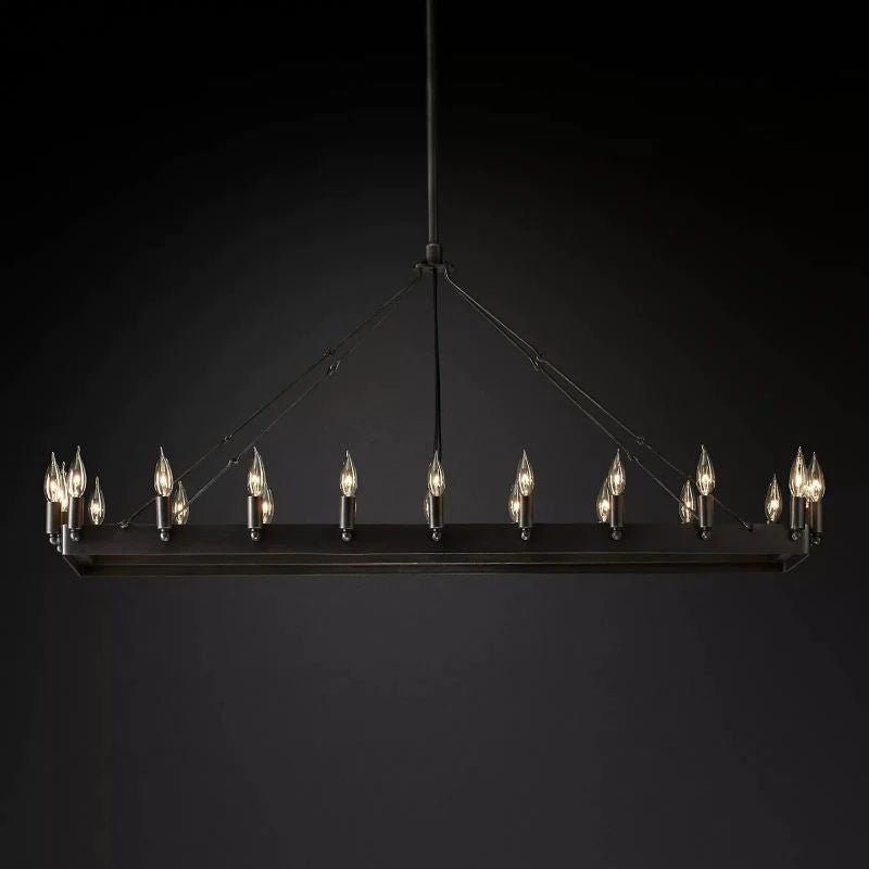 Cereak Vintage Candelabra Rectangular Chandelier