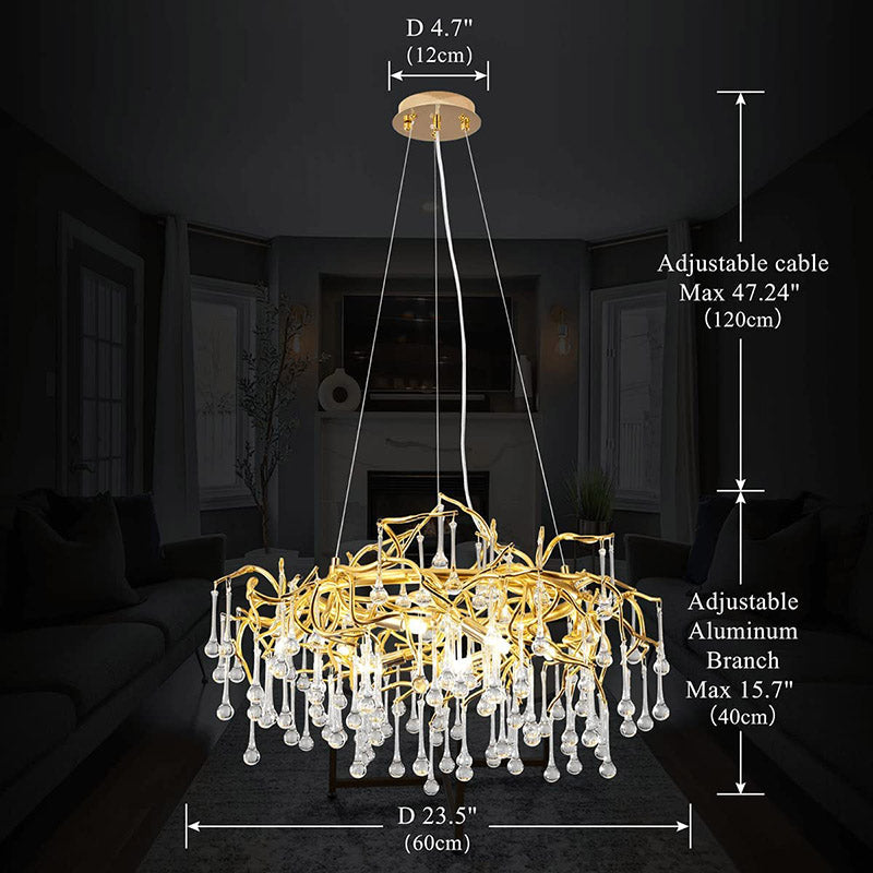 Doris Crystal Round Branch Chandelier 23.5"D Gold