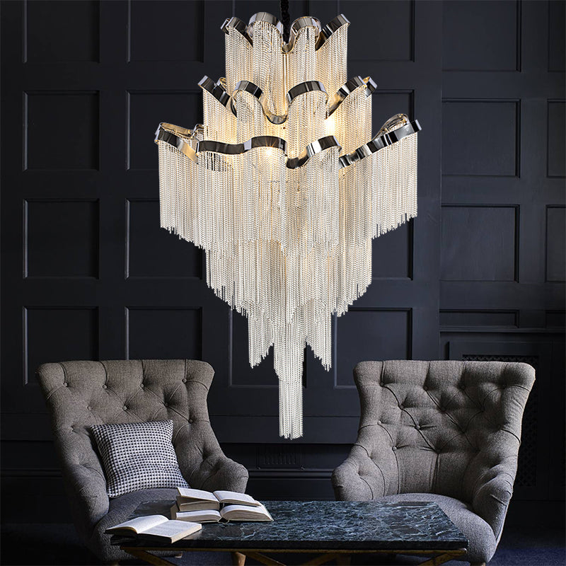 Gladys Aluminum Chain Tassel Stream Chandelier