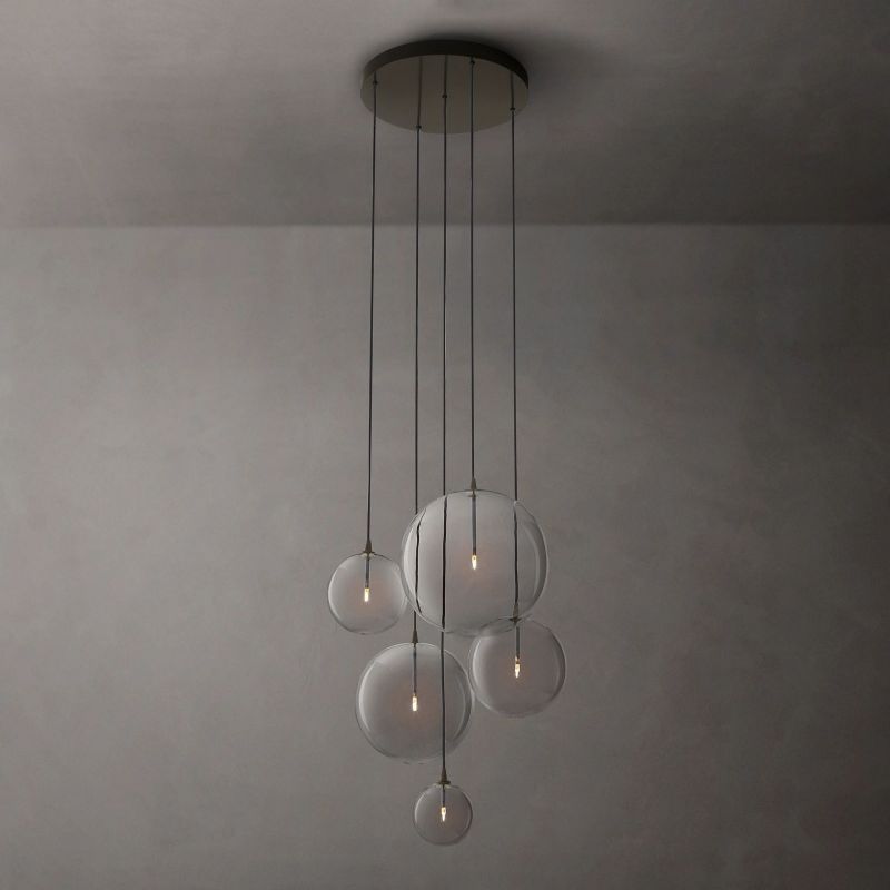 Glass Globe Mobile Cluster Chandelier 28"