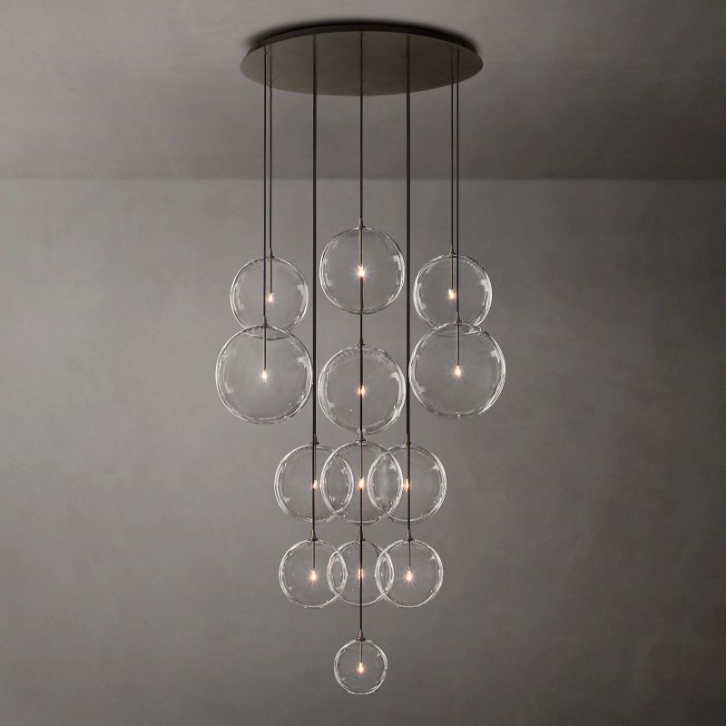 Glass Globe Mobile Cluster Chandelier 44"