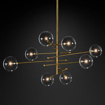 Glass Globe Mobile Eight-Arm Chandelier 79"