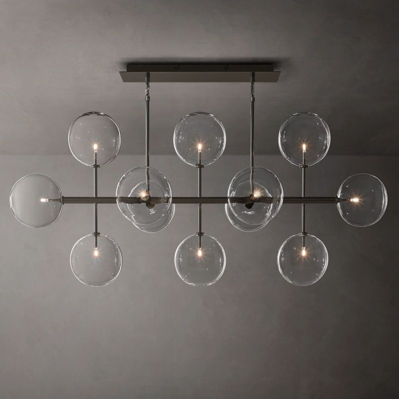 Glass Globe Mobile Linear Chandelier 58"