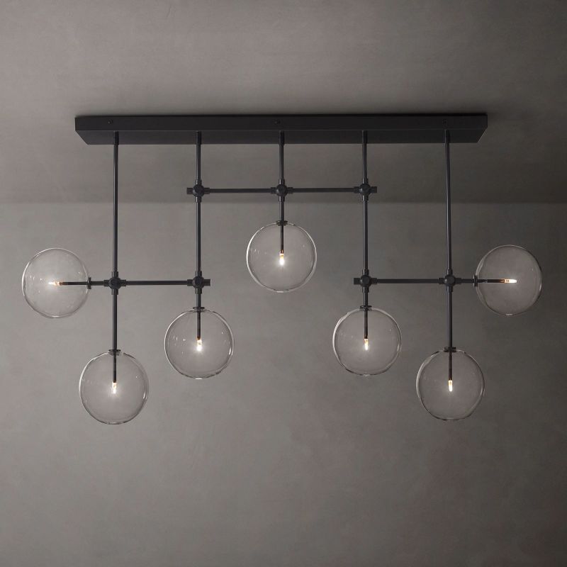 Glass Globe Mobile Linear Chandelier 60"