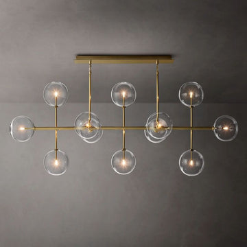 Glass Globe Mobile Linear Chandelier 72"