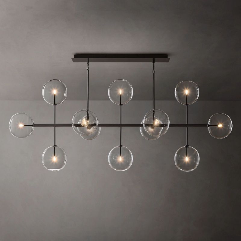 Glass Globe Mobile Linear Chandelier 72"