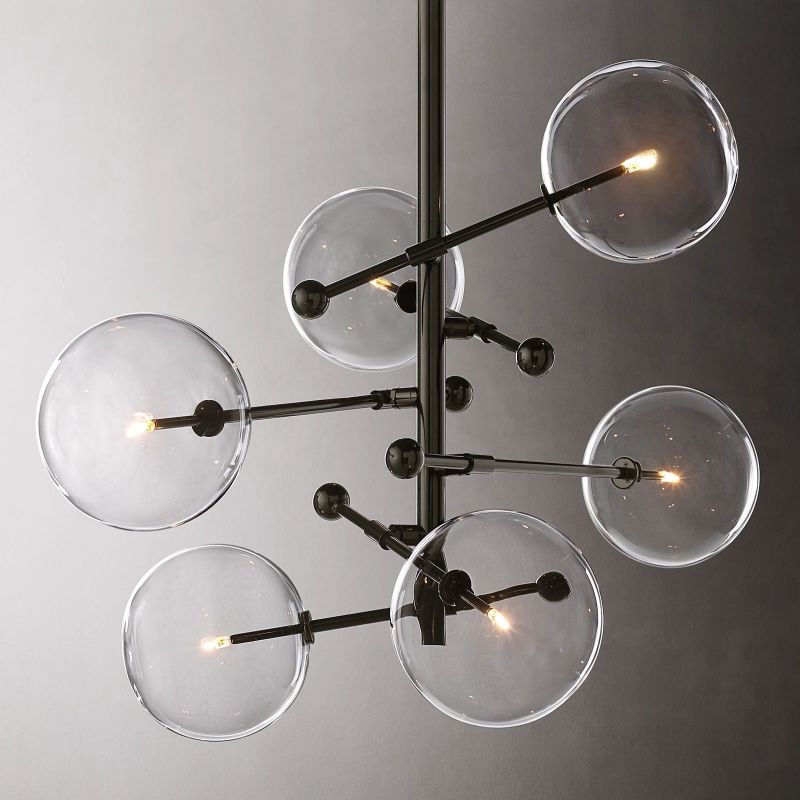 Glass Globe Mobile Six-Arm Chandelier 40"