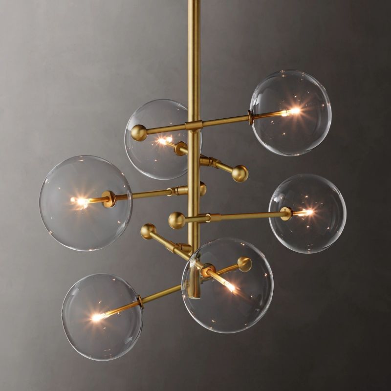 Glass Globe Mobile Six-Arm Chandelier 40"