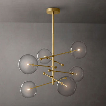 Glass Globe Mobile Six-Arm Chandelier 55"