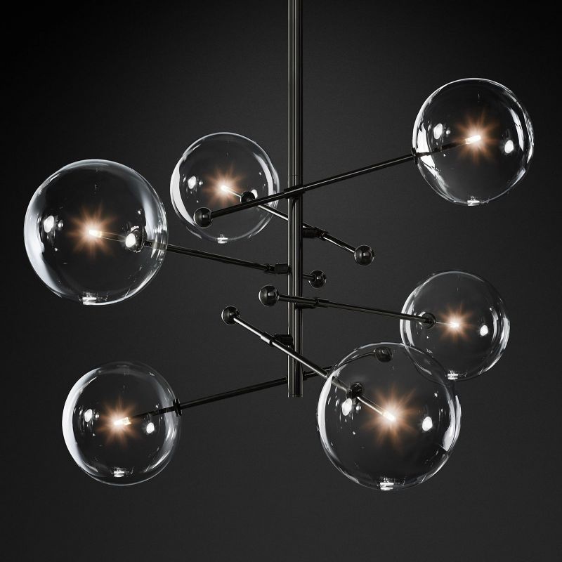 Glass Globe Mobile Six-Arm Chandelier 55"